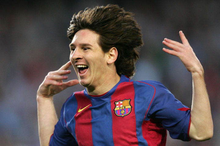 FC Barcelona's Argentinian Messi celebra