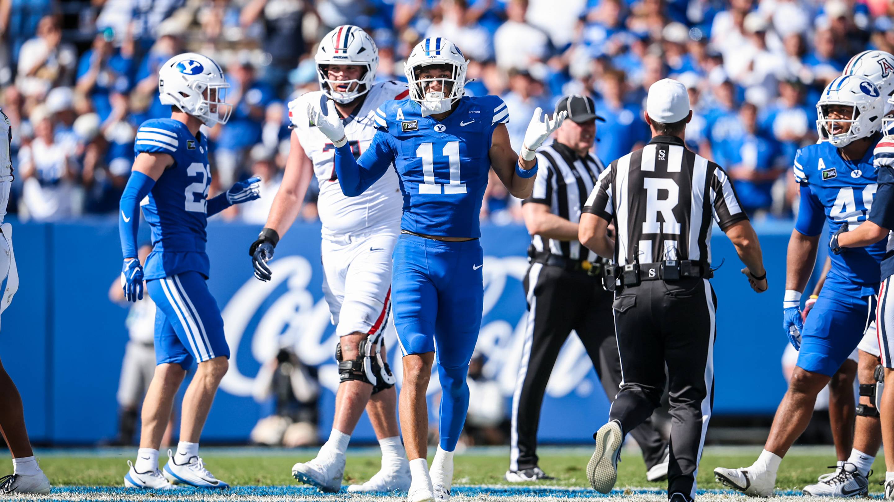BYU safety Faletau Satuala against Arizona | BYU Photo