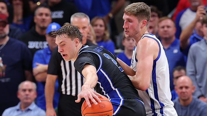 Kentucky v Duke; Duke basketball forward Cooper Flagg dribbles late against Kentucky