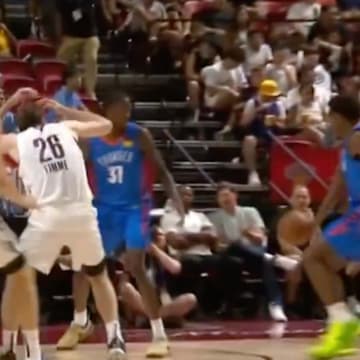 Drew Timme got hit in the head with a pass during Summer League.