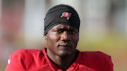 Tampa Bay Buccaneers running back Bucky Irving (7) participates in training camp at AdventHealth Training Center.