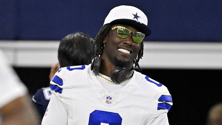 Aug 16, 2025; Arlington, Texas, USA; Dallas Cowboys linebacker DeMarvion Overshown (0) looks on before the game between the Dallas Cowboys and the Baltimore Ravens at AT&T Stadium. Mandatory Credit: Jerome Miron-Imagn Images