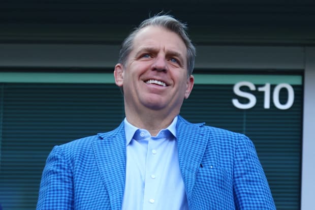 Todd Boehly attending a Chelsea game at Stamford Bridge.