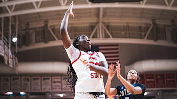 Northwest Florida State College forward Jade Ondieme contests a rebound during a 2024-25 game.