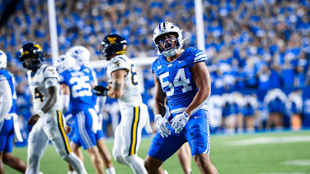 BYU linebacker Siale Esera against WVU