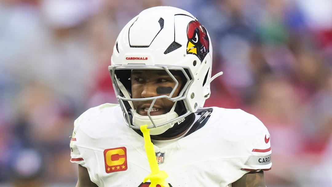 Dec 15, 2024; Glendale, Arizona, USA; Arizona Cardinals safety Budda Baker (3) against the New England Patriots at State Farm Stadium. Mandatory Credit: Mark J. Rebilas-Imagn Images