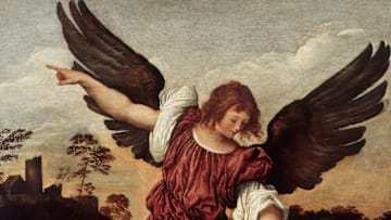 This winged being is the Archangel Raphael, not Cupid.