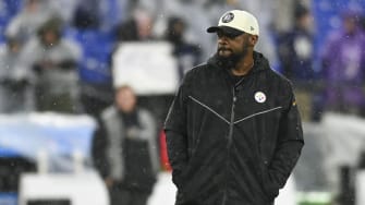 Jan 6, 2024; Baltimore, Maryland, USA; Pittsburgh Steelers head coach Mike Tomlin  walks the field before the game against the Baltimore Ravens  at M&T Bank Stadium. Mandatory Credit: Tommy Gilligan-USA TODAY Sports