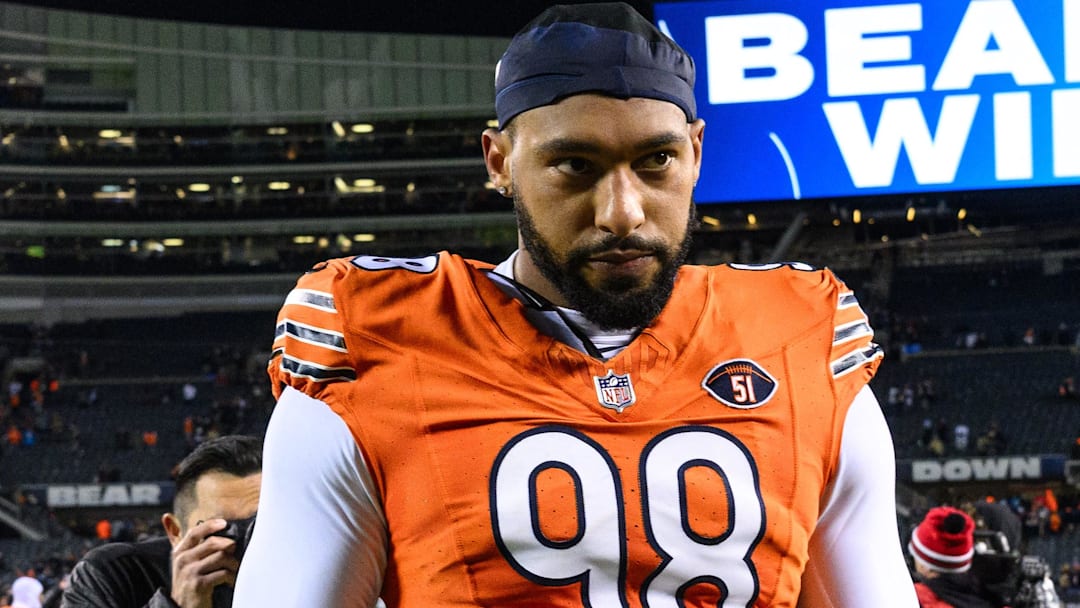 Chicago Bears defensive end Montez Sweat (98) walks off the field after a game against the Carolina Panthers at Soldier Field.