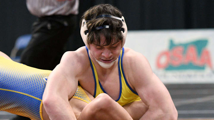 Newberg wrestler Gus Amerson looks to add a state title at 157 pounds to the one he won at 150 last year. Newberg wrestler Gus Amerson looks to add a state title at 157 pounds to the one he won at 150 last year.