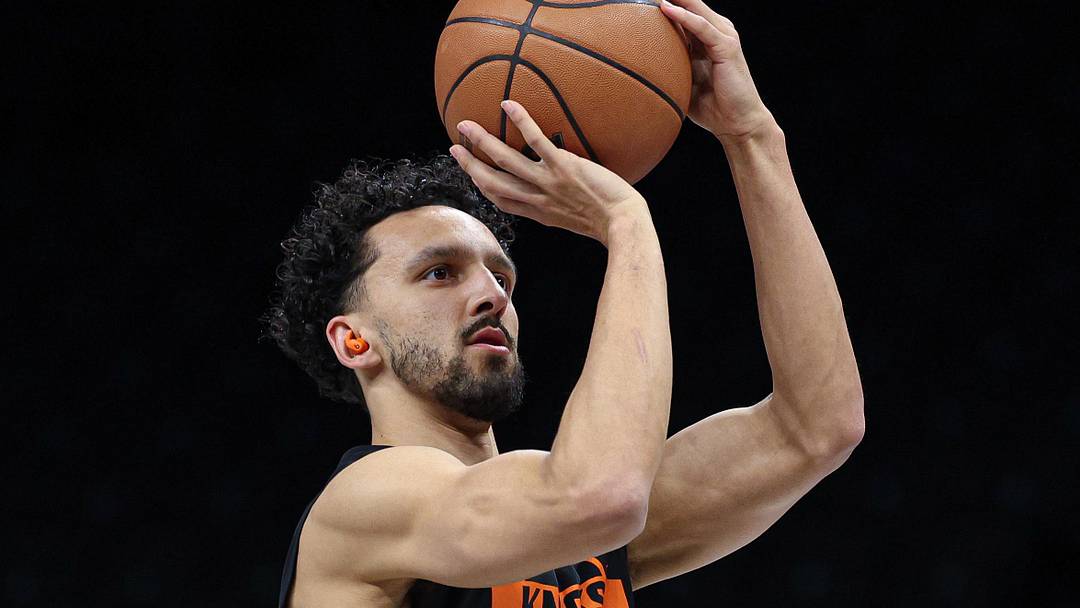 Mar 20, 2026; Brooklyn, New York, USA; New York Knicks guard Landry Shamet (44) warms up  before the game against the New York Nets at Barclays Center. Mandatory Credit: Vincent Carchietta-Imagn Images