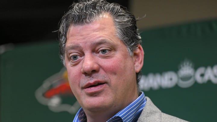 Minnesota Wild GM Bill Guerin is rumored to be thinking about another big trade, but that might not be the best move. (Mandatory Credit: Nick Wosika-Imagn Images)