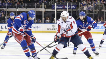 Dec 27, 2023; New York, New York, USA; New York Rangers defenseman K'Andre Miller (79) and