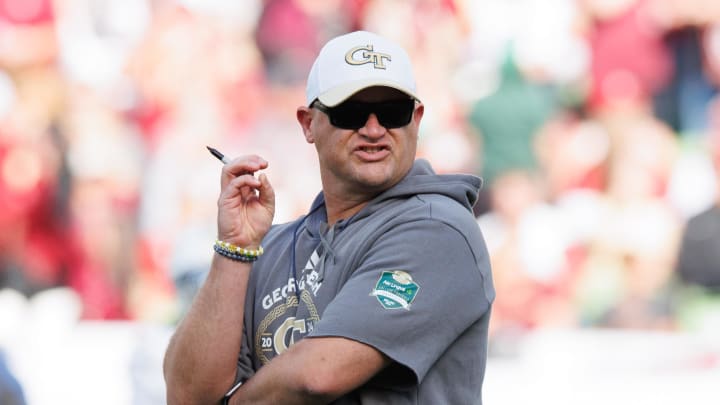 Aug 24, 2024; Dublin, IRL; Georgia Tech head coach Brent Key before the game against Florida State at Aviva Stadium. Mandatory Credit: Tom Maher/INPHO via USA TODAY Sports