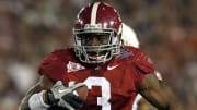 1-7-2010 -- Pasadena, CA, --  Alabama running back Trent Richardson (3) carries the ball for a second quarter touchdown against Texas in the Rose Bowl in Pasadena. Alabama beat the Texas Longhorns 37-21. (Tuscaloosa News / Robert Sutton)

Bcs National Championship Trophies