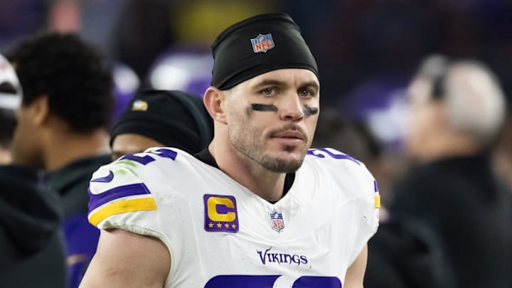 Minnesota Vikings safety Harrison Smith stands on the sidelines. Minnesota Vikings safety Harrison Smith stands on the sidelines.