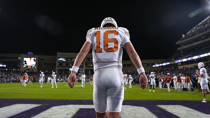 Texas Longhorns quarterback Arch Manning threw the first touchdown pass of his college football career.