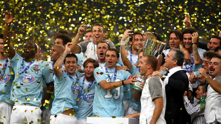 Aug 08, 2009; Beijing, CHINA; Players of Lazio celebrate the victory after defeating Inter Milan 2:1 in the final of Italian Super Cup at the National Stadium, also know as the Bird's Nest. Mandatory Credit: CSPA via Imagn Images Aug 08, 2009; Beijing, CHINA; Players of Lazio celebrate the victory after defeating Inter Milan 2:1 in the final of Italian Super Cup at the National Stadium, also know as the Bird's Nest. Mandatory Credit: CSPA via Imagn Images