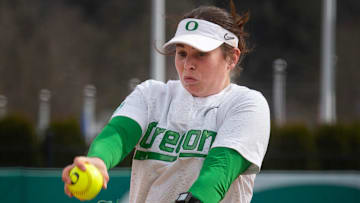 Coming in during the fourth in a tight ball game Taylour Spencer pitched an inning and two-thirds of scoreless relief to keep the Ducks in the game.