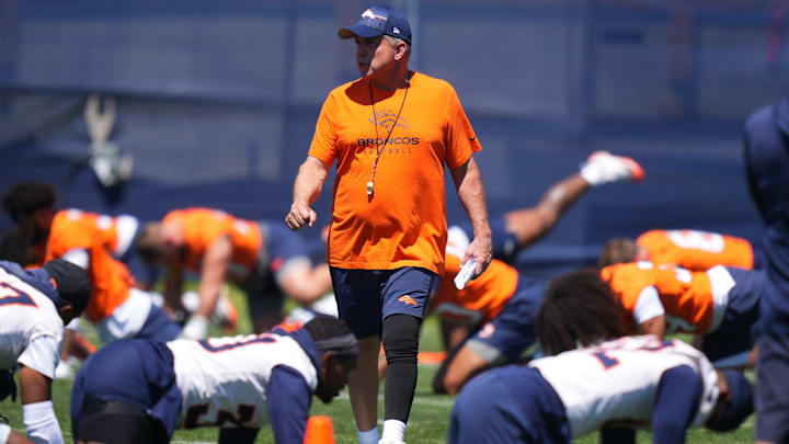 Jun 10, 2025; Denver, CO, USA; Denver Broncos head coach Sean Payton during minicamp at Broncos Park Powered by CommonSpirit. Jun 10, 2025; Denver, CO, USA; Denver Broncos head coach Sean Payton during minicamp at Broncos Park Powered by CommonSpirit.