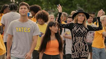 Benny (Benito Skinner), Carmen (Wally Baram), Hailee (Holmes) in OVERCOMPENSATING on Prime Video