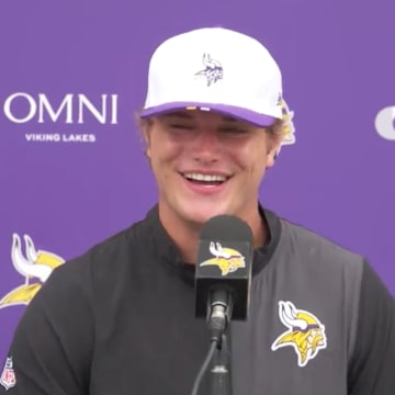 J.J. McCarthy got in a jab at Ohio State while talking about a great play by his rookie teammate Donovan Jackson.