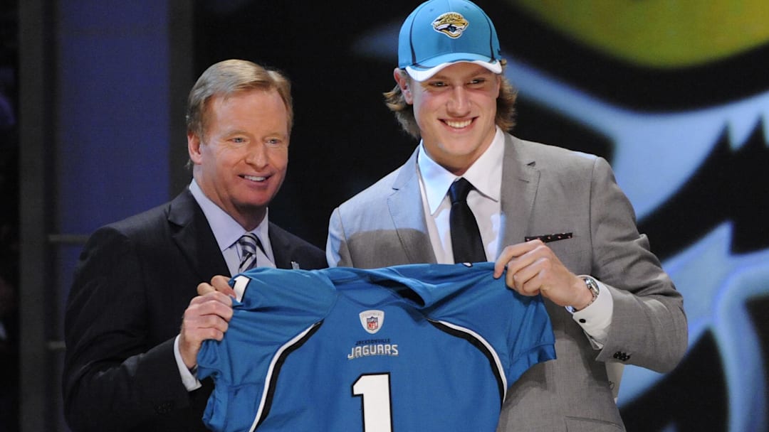NFL commissioner Roger Goodell with Missouri quarterback Blaine Gabbert, the 10th pick in the 2011draft.