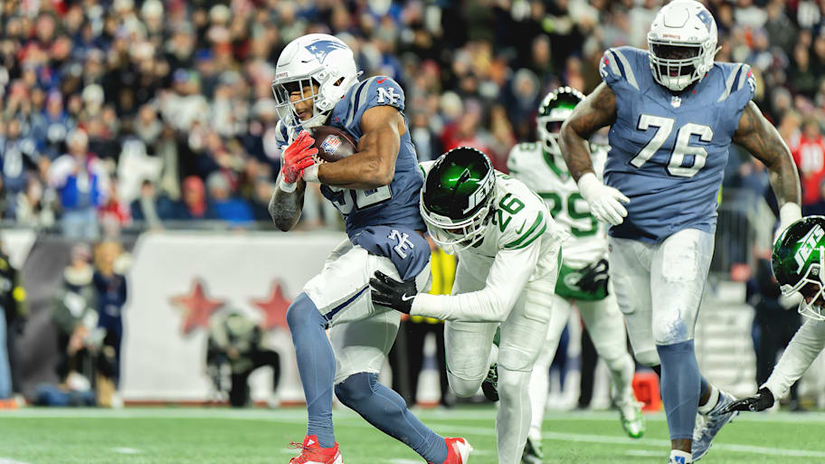 Patriots running back TreVeyon Henderson.