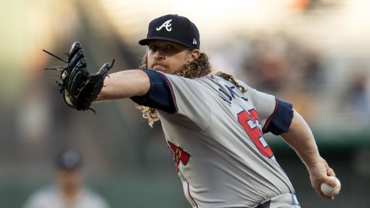 Atlanta Braves starting pitcher Grant Holmes picked up his first win in the 13-2 Giants blowout.