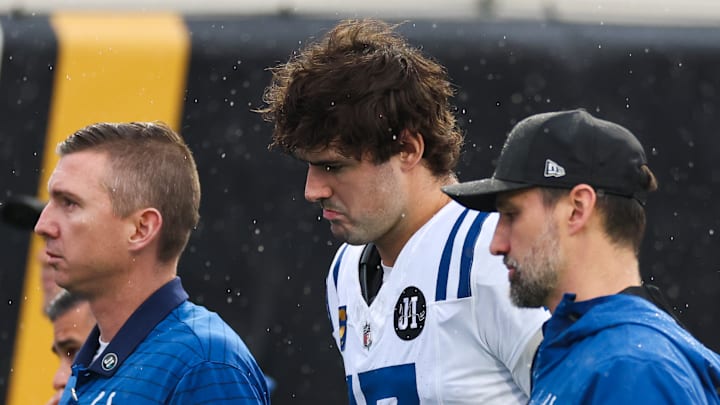 Daniel Jones of the Indianapolis Colts is injured