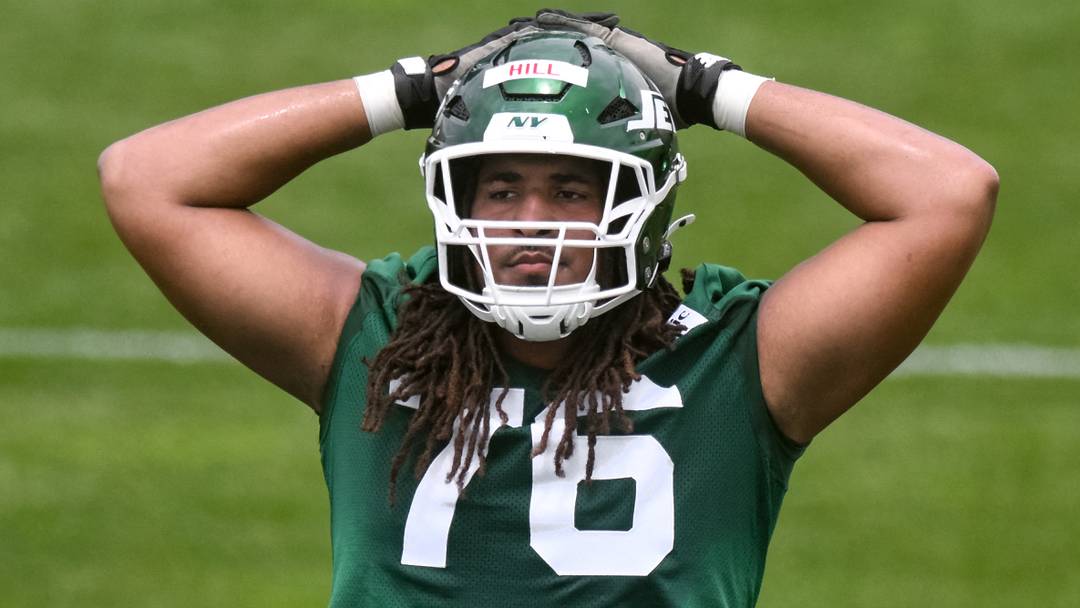 OL Xavier Hill is one Jets UDFA who could find himself in a practice-squad role this fall. OL Xavier Hill is one Jets UDFA who could find himself in a practice-squad role this fall.
