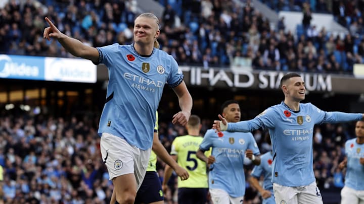 Manchester City's Erling Haaland (left) will look to get back to goalscoring ways on Tuesday.