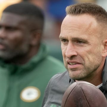 Green Bay Packers defensive coordinator Jeff Hafley is shown before their preseason game against there Seattle Seahawks.