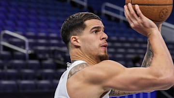 Nov 14, 2025; Orlando, Florida, USA; Brooklyn Nets forward Michael Porter Jr. (17) warms up before the game against the Orlando Magic at Kia Center. Mandatory Credit: Mike Watters-Imagn Images