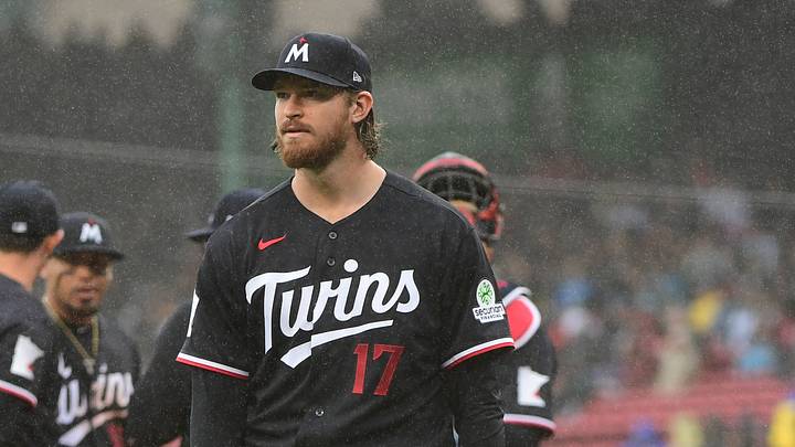 May 24, 2026; Boston, Massachusetts, USA;  Minnesota Twins starting pitcher Bailey Ober (17) walks to the dugout after being relieved during the sixth inning against the Boston Red Sox at Fenway Park. Mandatory Credit: Bob DeChiara-Imagn Images