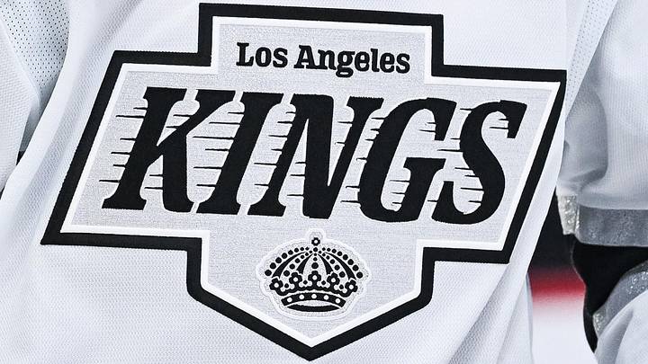 Nov 11, 2025; Montreal, Quebec, CAN; View of a Los Angeles Kings logo on a jersey worn by a member of the team during the third period at Bell Centre. Nov 11, 2025; Montreal, Quebec, CAN; View of a Los Angeles Kings logo on a jersey worn by a member of the team during the third period at Bell Centre.
