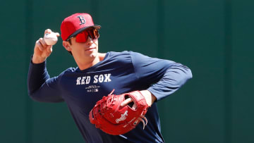 Apr 20, 2024; Pittsburgh, Pennsylvania, USA;  Boston Red Sox first baseman Triston Casas (36) warms up before the game against the Pittsburgh Pirates at PNC Park. Mandatory Credit: Charles LeClaire-USA TODAY Sports