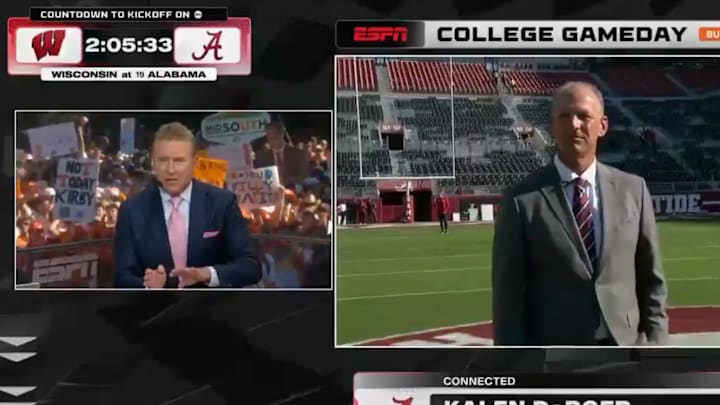 Kalen DeBoer had to contend with Tennessee fans doing Florida State's "war chant" during his remote interview with "College GameDay." Kalen DeBoer had to contend with Tennessee fans doing Florida State's "war chant" during his remote interview with "College GameDay."