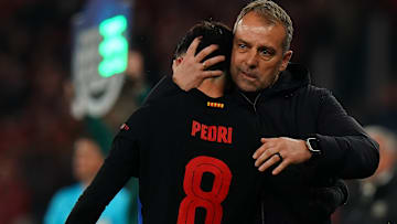 Hansi Flick et Pedri - FC Barcelone