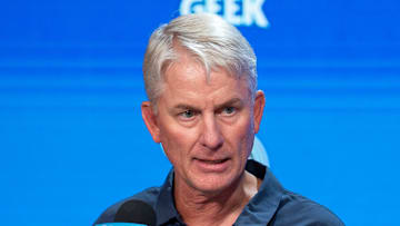 Tennessee Titans interim head coach Mike McCoy speaks to the media during his first press conference.