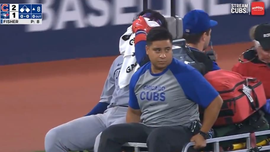 Miguel Amaya had to leave the field on a cart in his first game back from injury. | @AwfulAnnouncin