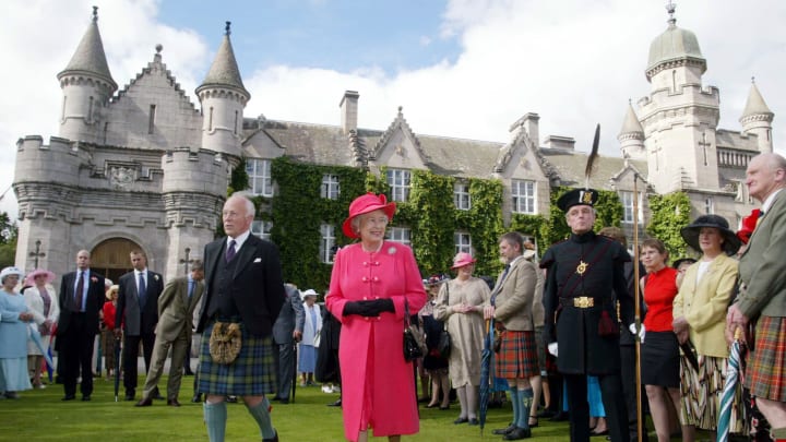 Queen Elizabeth II at a garden party at Balmoral Castle, 2002.