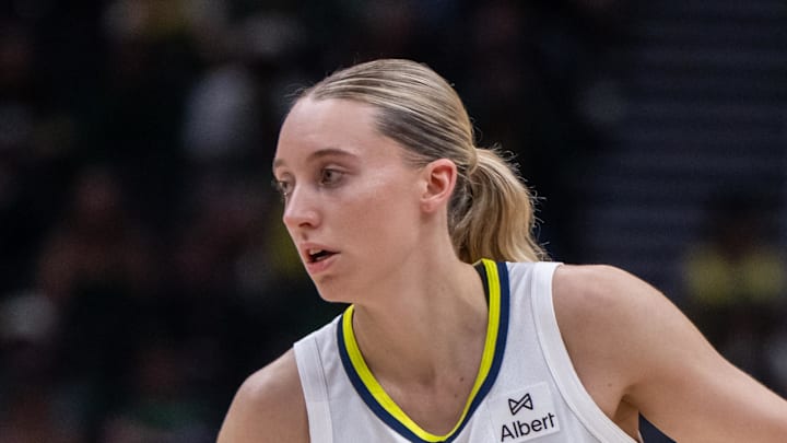 Dallas Wings guard Paige Bueckers dribbles the ball against the Seattle Storm. Dallas Wings guard Paige Bueckers dribbles the ball against the Seattle Storm.