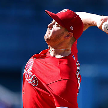 May 15, 2022; Los Angeles, California, USA; Philadelphia Phillies relief pitcher Corey Knebel (23) throws against the Los Angeles Dodgers during the ninth inning at Dodger Stadium.