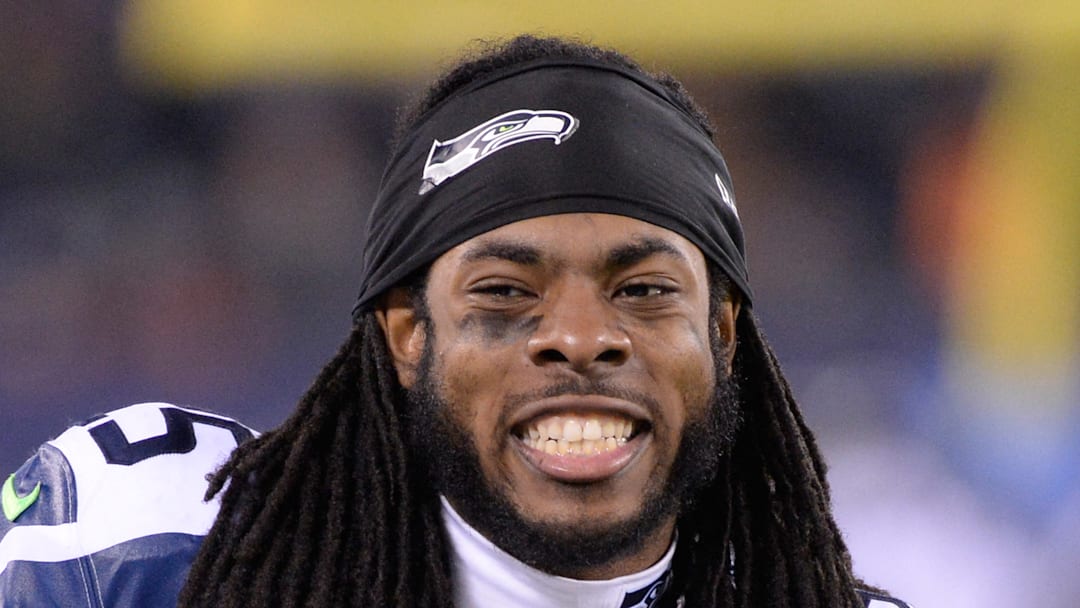 Richard Sherman of the Seattle Seahawks at the Super Bowl Richard Sherman of the Seattle Seahawks at the Super Bowl