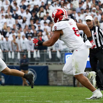 Penn State Nittany Lions quarterback Ethan Grunkemeyer looks to throw a pass against the Indiana Hoosiers at Beaver Stadium. 