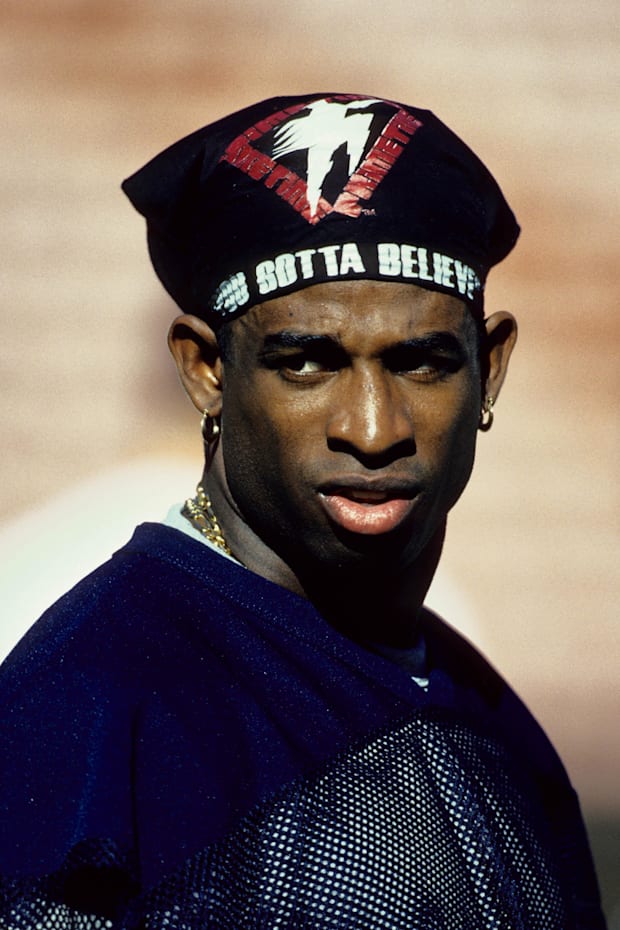 Unknown date & location, USA; FILE PHOTO; Atlanta Falcons cornerback Deion Sanders during the 1993 season. Mandatory Cred
