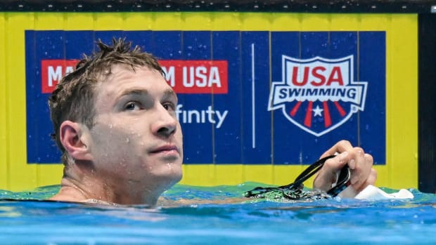 Ryan Murphy swims in the 100 meter butterfly during the 2024 U.S. Olympic Team Trials 