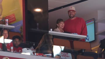 American singer-songwriter Taylor Swift and Kansas City Chiefs Travis Kelce at the NHL 2025 Stanley Cup Final