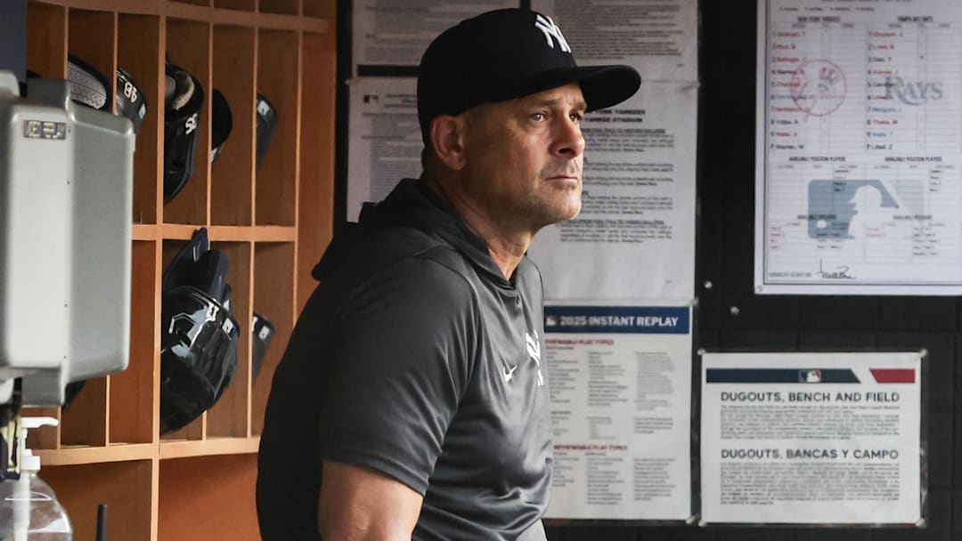 New York Yankees manager Aaron Boone (17) at Yankee Stadium.